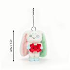 Plushie Dreadfuls bunny keychain, 5.51 tall, holding a red crab—a charming Cancer Zodiac Gift for any collection.