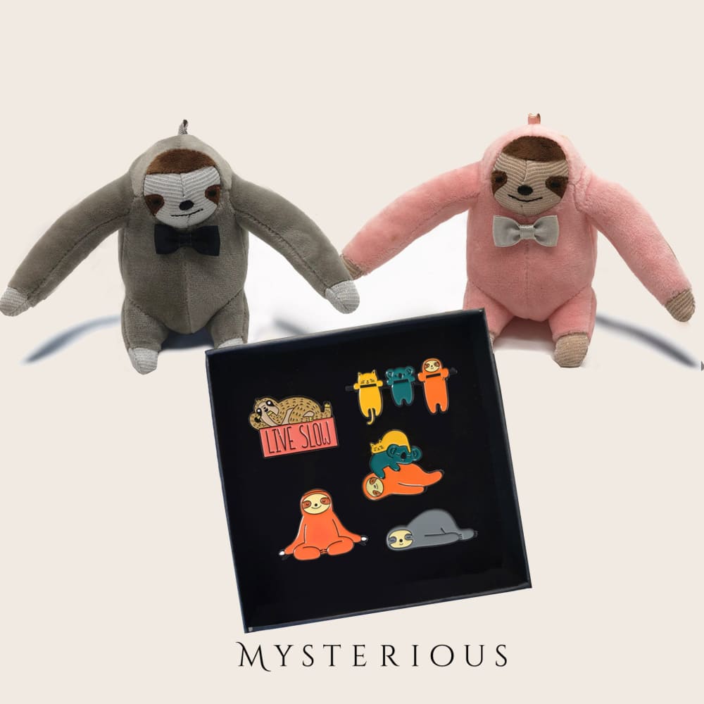 Sloth Plushies and Pins Set - Mysterious