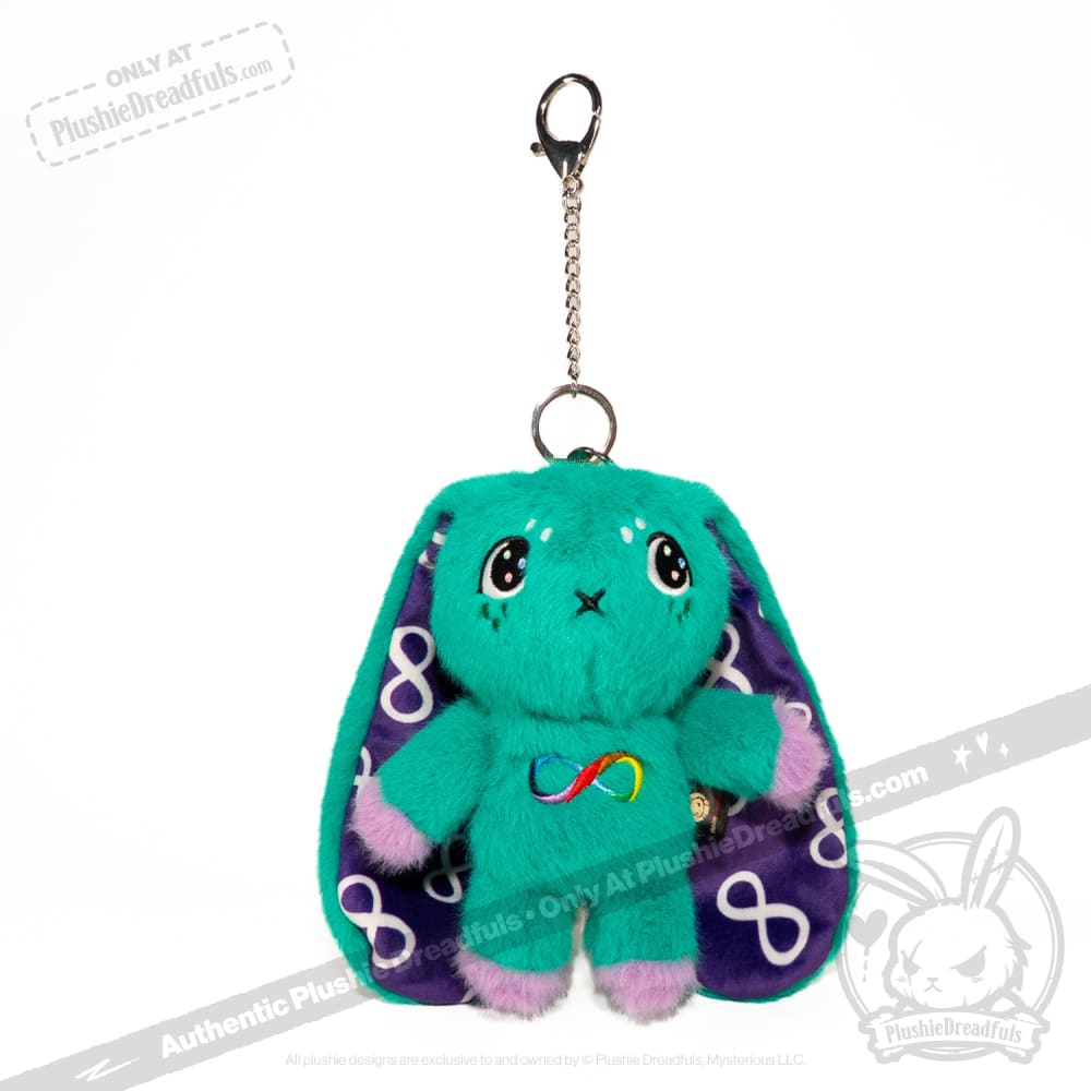 Teal Autism Rabbit Plush Keychain Accessory – Mysterious
