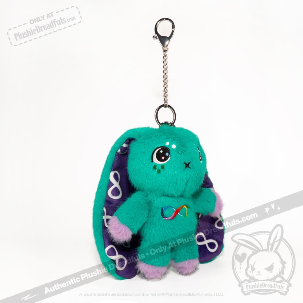 Teal Autism Rabbit Plush Keychain Accessory – Mysterious