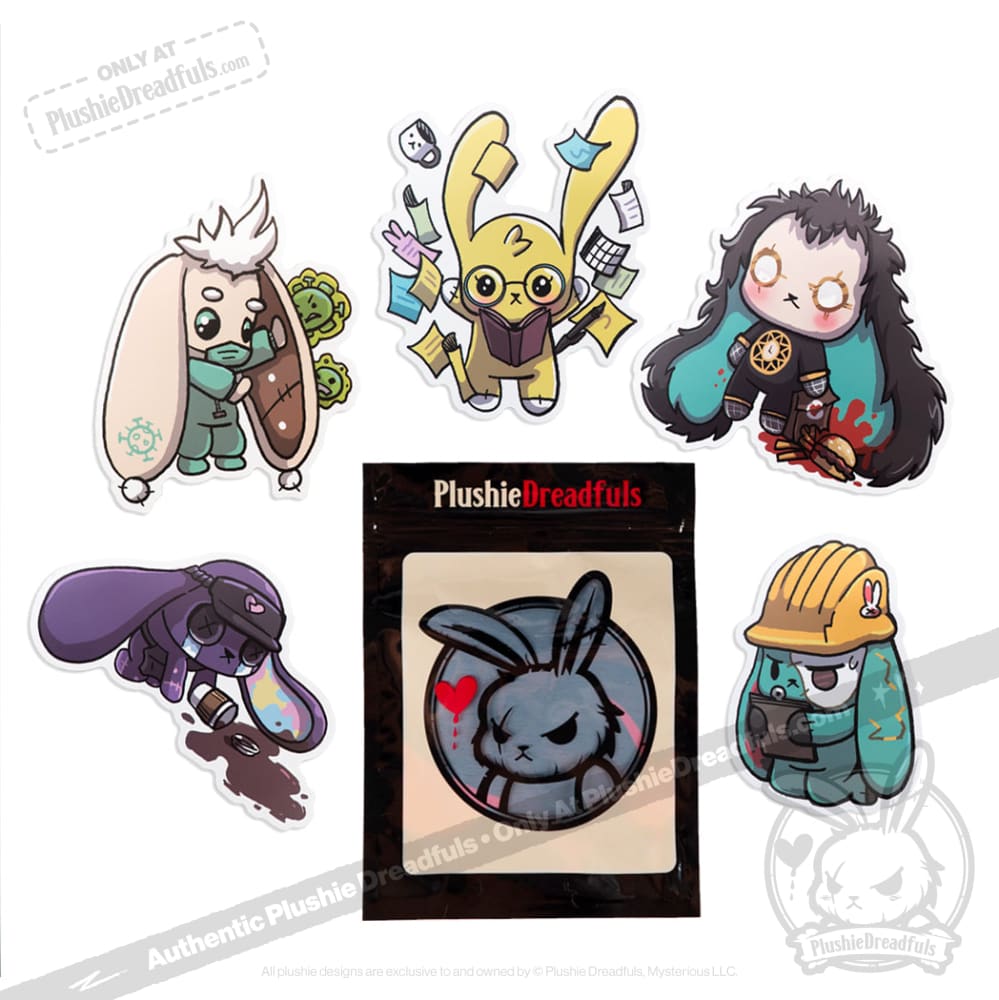 Plushie Dreadfuls Vinyl Sticker Pack Vol. 3 - Buns At Work sticker