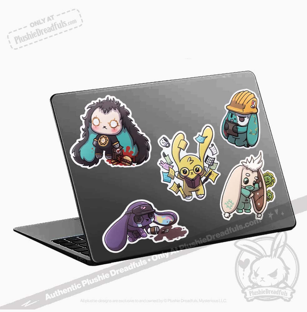 Plushie Dreadfuls Vinyl Sticker Pack Vol. 3 - Buns At Work sticker