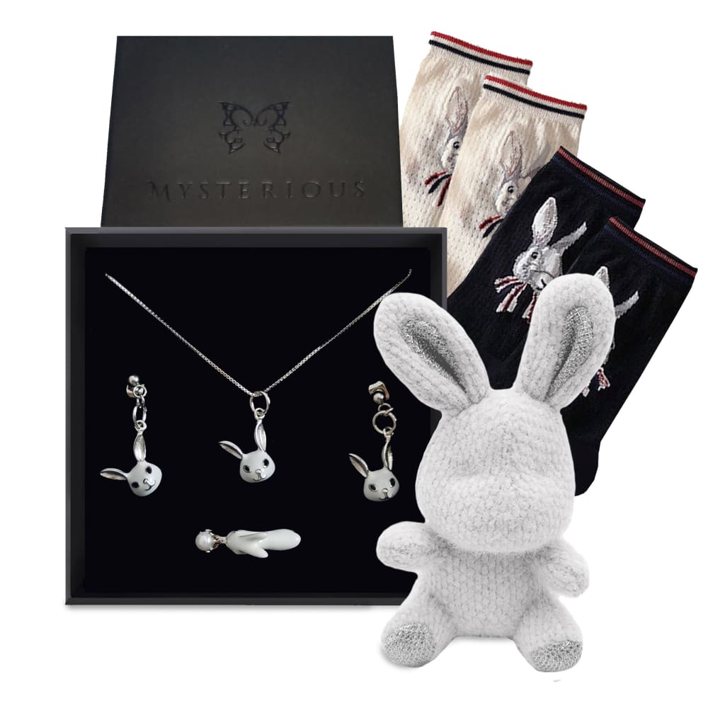 Silver Patchwork Lop Bunny Necklace